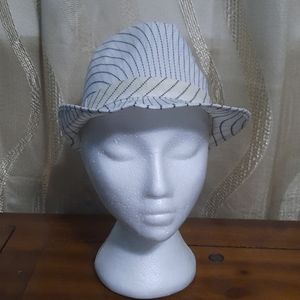 Black and white striped fedora
